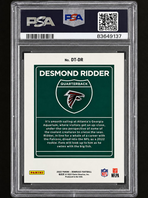 2022 Donruss Desmond Ridder Downtown! RC #DT-DR PSA 10 Gem Mint