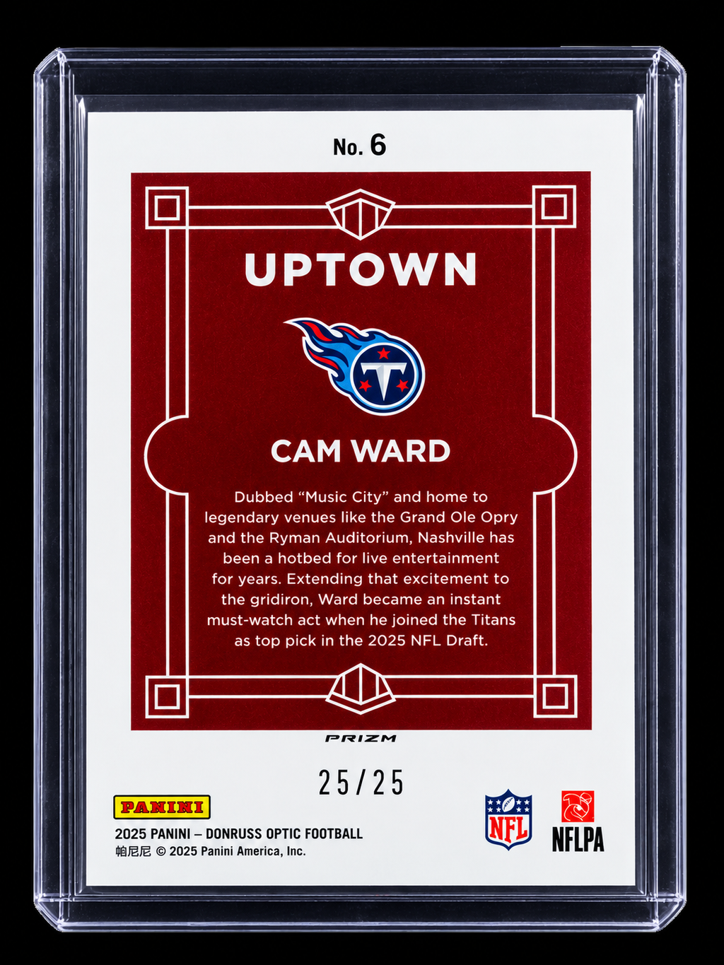 2025 Panini Donruss Optic Cam Ward Uptown Pandora /25 Card #6