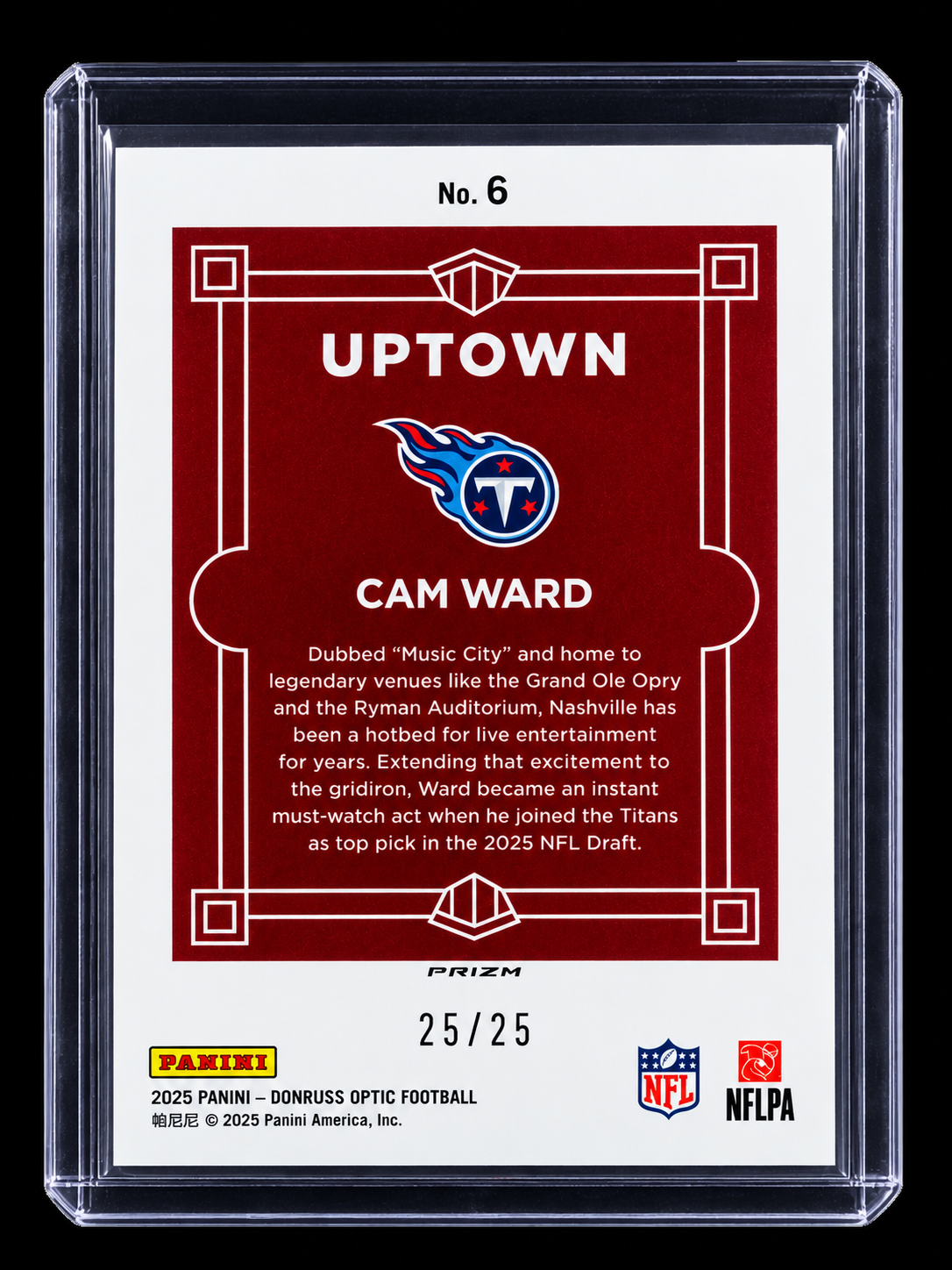 2025 Panini Donruss Optic Cam Ward Uptown Pandora /25 Card #6