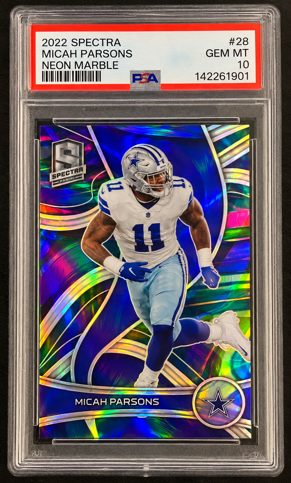 2022 Panini Spectra Micah Parsons Neon Marble /4 #28 PSA 10