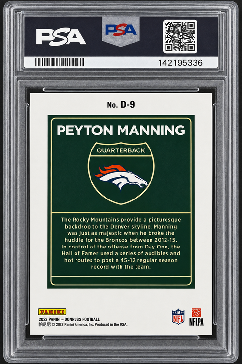 2023 Donruss Peyton Manning Downtown! #D9 PSA 10 Gem Mint