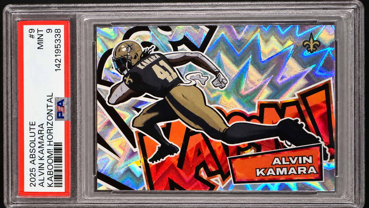 2025 Panini Absolute Alvin Kamara Kaboom! Horizontal #9 PSA 9