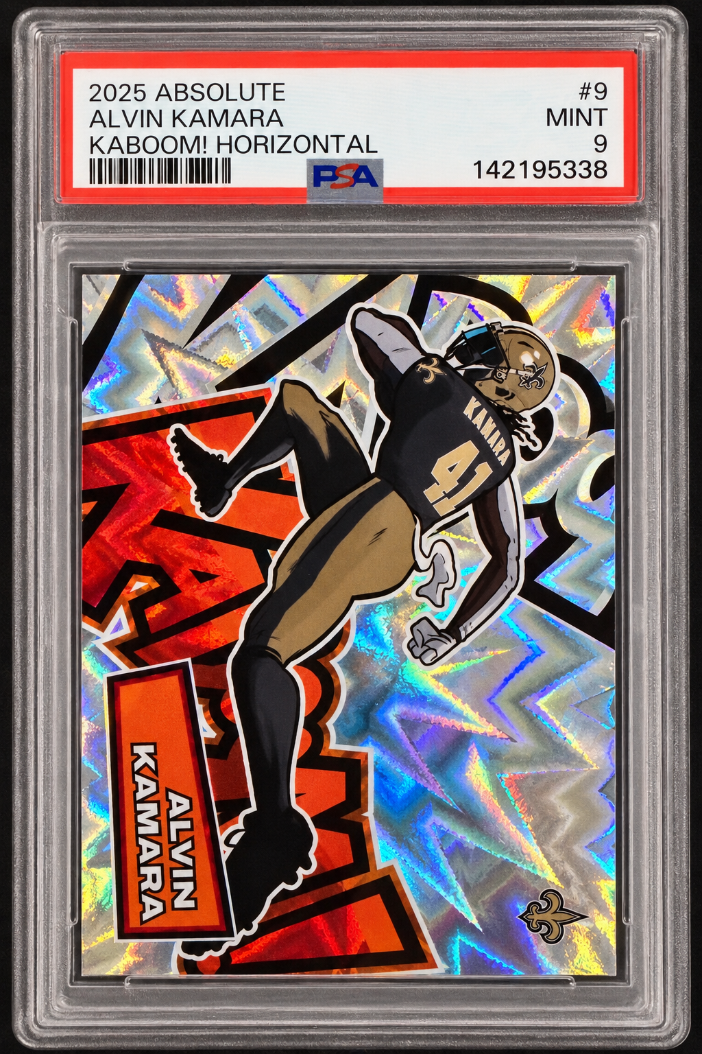 2025 Panini Absolute Alvin Kamara Kaboom! Horizontal #9 PSA 9