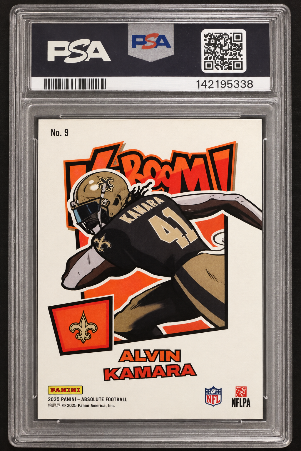 2025 Panini Absolute Alvin Kamara Kaboom! Horizontal #9 PSA 9