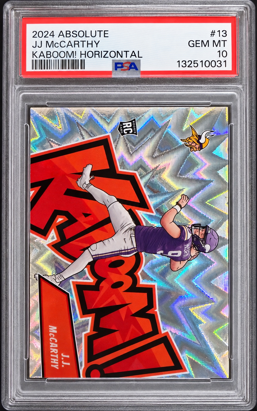 2024 Panini Absolute J.J. McCarthy Kaboom! Horizontal #13 RC PSA 10