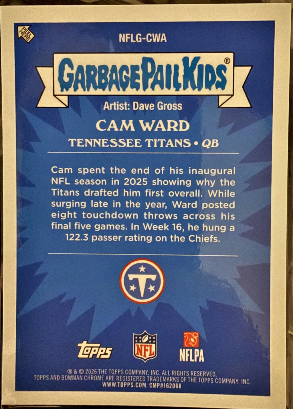 2026 Bowman Football Cam Ward Titanic Cam GPK Case Hit SSP #NFLG-CWA