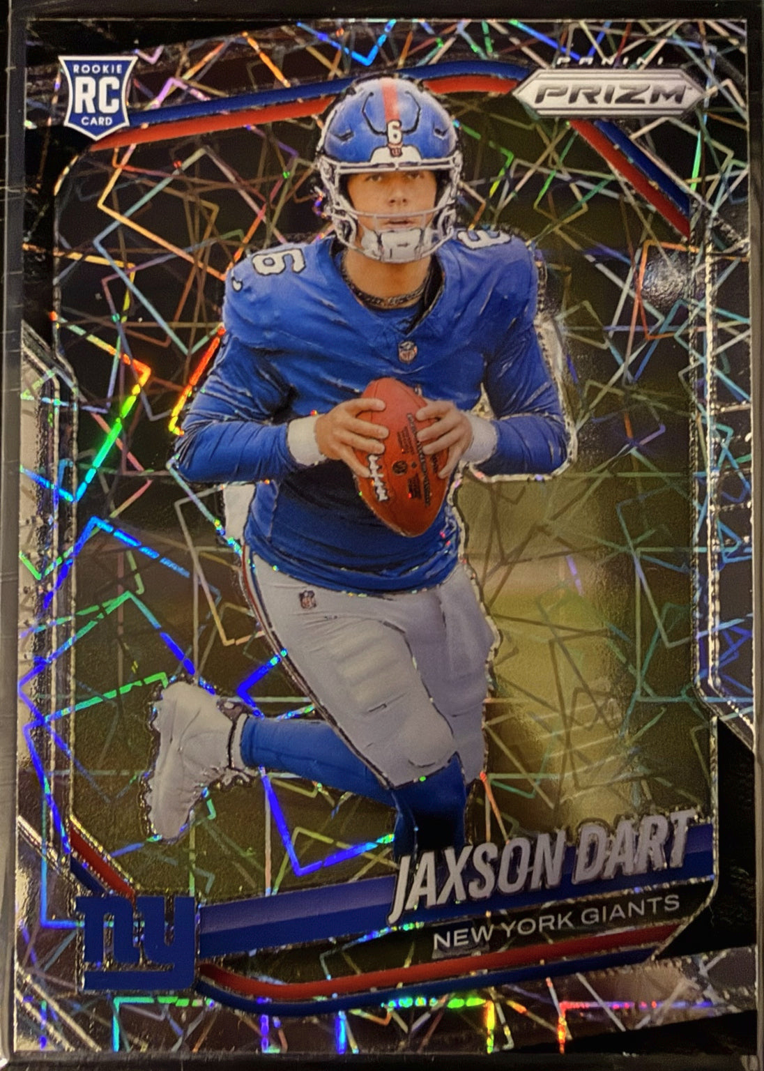 2025 Panini Prizm Jaxson Dart Lazer Prizm Rookie Card #332 – New York Giants