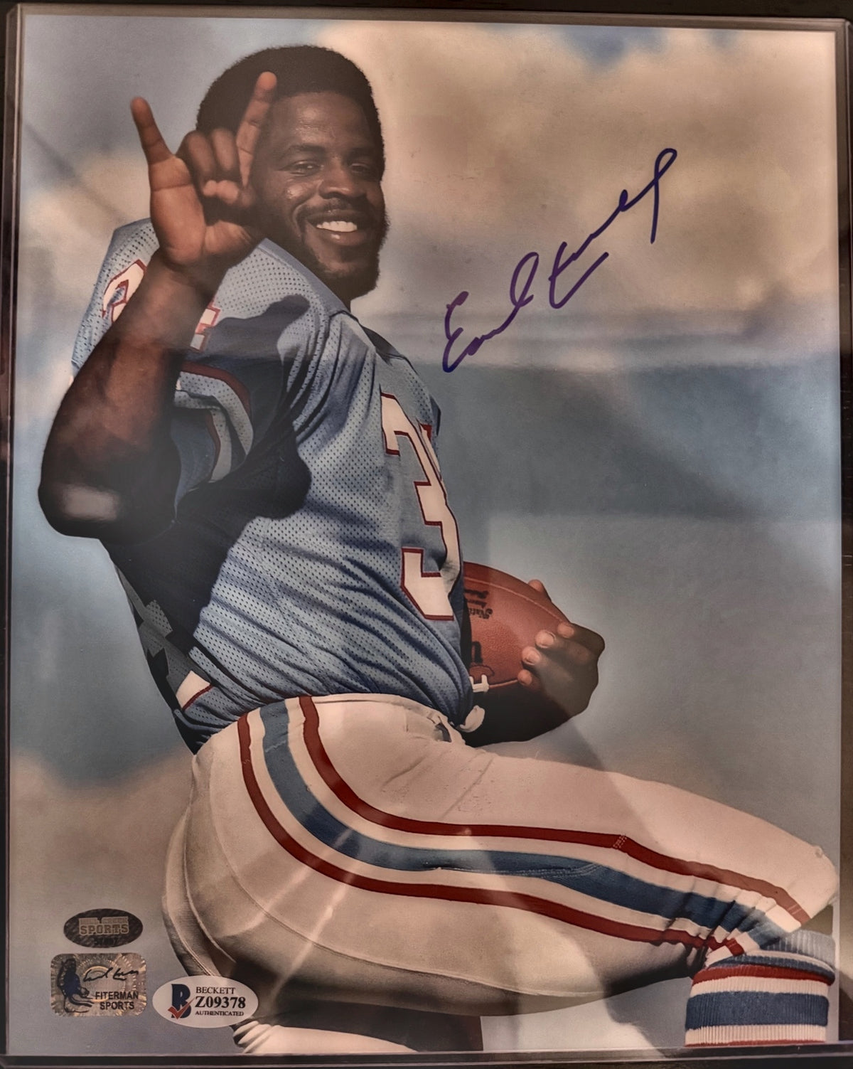 Earl Campbell Houston Oilers Signed 8.5x11 Photo Beckett Authenticated