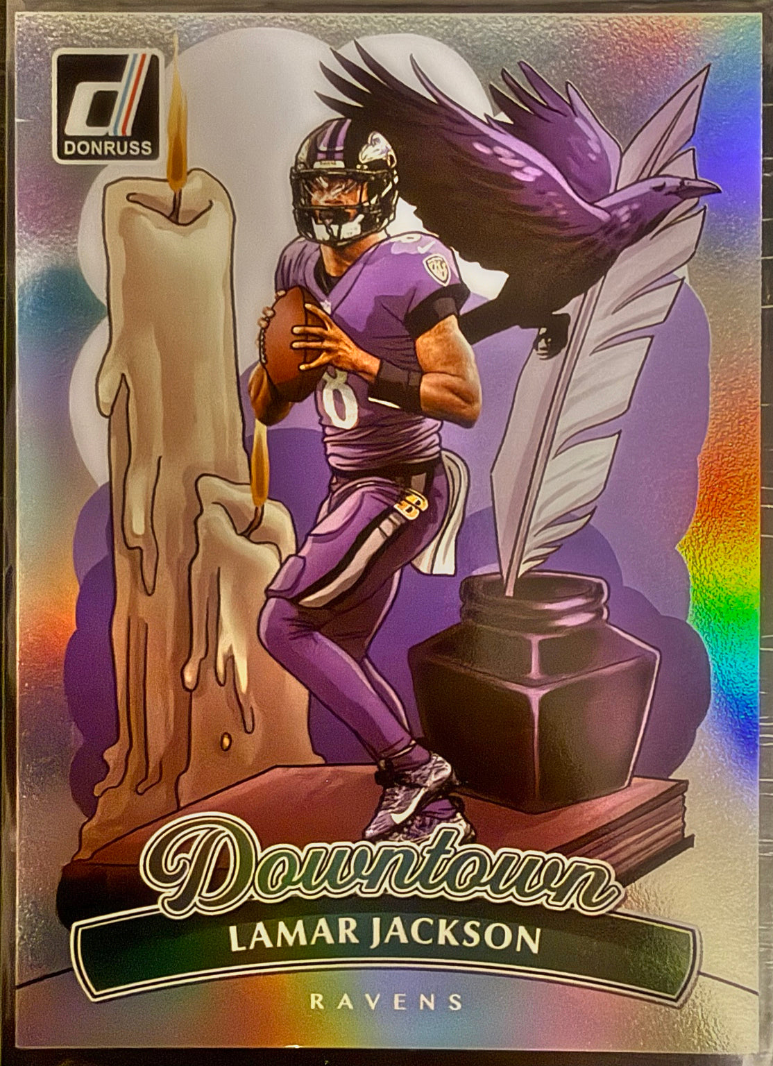 2025 Panini Donruss Lamar Jackson Downtown! #1 SSP Case Hit Ravens