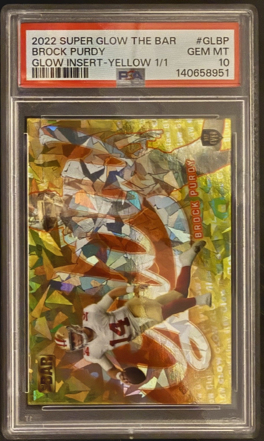 2022 Super Glow The Bar Brock Purdy Yellow 1/1 PSA 10 Gem Mint