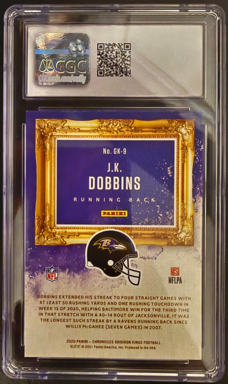 2020 Panini Chronicles J.K. Dobbins Gridiron Kings Rookie #GK-9 CGC 10 Gem Mint