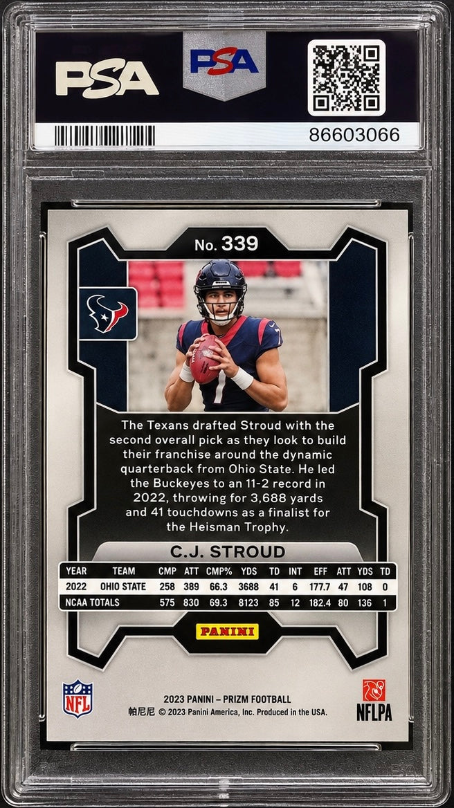 2023 Panini Prizm C.J. Stroud Rookie RC #339 PSA 9 Mint