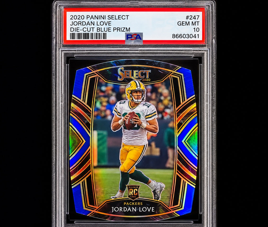 2020 Panini Select Jordan Love Blue Prizm Die-Cut RC #247 PSA 10 Gem Mint