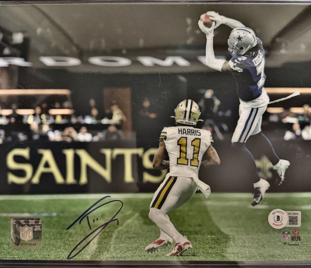 Trevon Diggs Dallas Cowboys Signed 8.5X11 Interception vs. Saints Photo Beckett